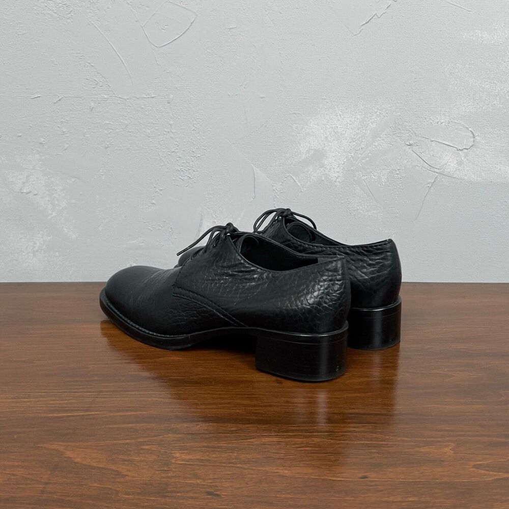 Prada Block Heel Lace Up Derby in Black Textured Leather Sz. 39.5, US 9.5 - Picture 6 of 9